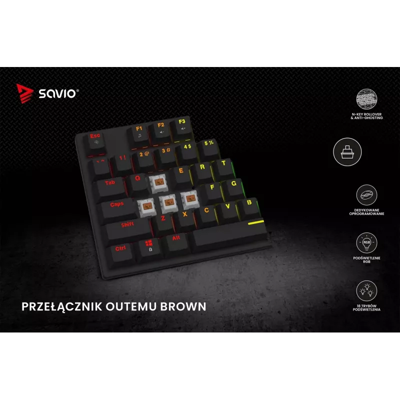 Klawiatura mechaniczna Savio RGB Tempest X2 Outemu Brown