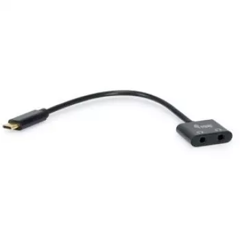 Adapter audio Equip USB-C na podwójne 3.5mm DAC, USB C, męski, 2 x 3.5mm, żeński, 0.15 m, czarny