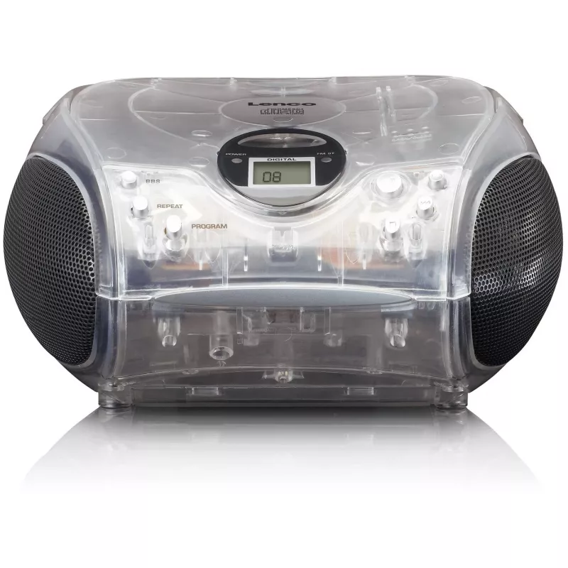 Przenośne radio z odtwarzaczem CD Lenco SCD-24TR — FM, moc wyjściowa 4 W, LCD, antena teleskopowa, AC/DC, baterie 6×C