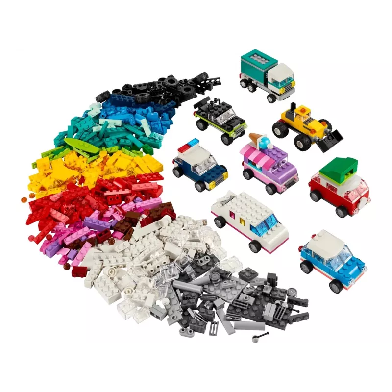 LEGO Classic Kreatywne Pojazdy Kolorowy Zestaw Modeli Samochodów Zawierający Zabawkę Radiowozu Policyjnego i 11023 Classic Zielona Płyta Podstawowa Kwadratowa 32x32 Wypustki Trawnik Budowlany