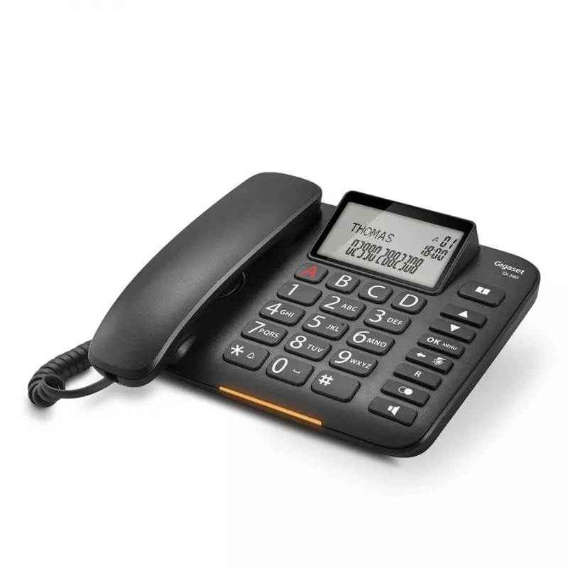 Telefon analogowy Gigaset DL380 z identyfikacją rozmówcy, słuchawka przewodowa, czarny