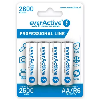 Baterii Reincarcabile R6 AA 2600mAh EverActive Professional zawartość opakowania 1x blister