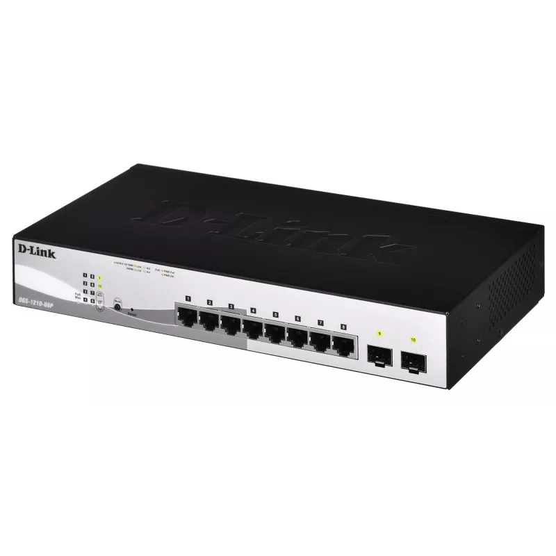 D-Link DGS-1210-08P/E Zarządzany przełącznik L2 Gigabit Ethernet (10/100/1000) Power over Ethernet (PoE) Czarny