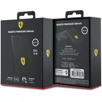 Ferrari Mocbank FEPB5MNCAK 15W 5000mAh Czarny/Czarny Metal Logo MagSafe