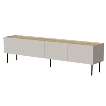 Szafka RTV Cama Meble FELLINI 200x40x52 cm, rama w kolorze kaszmir, blat z dębu olejowanego