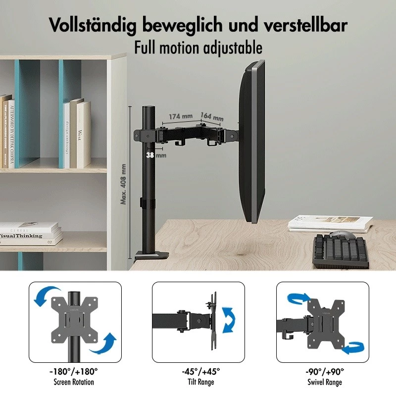 Uchwyt do monitora 17-32 cali, max 10 kg, stal