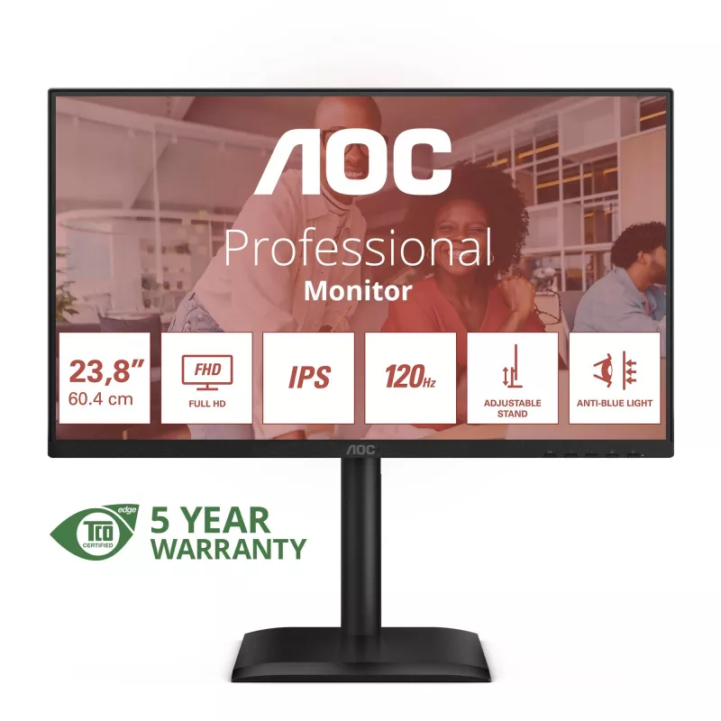 Monitor komputerowy AOC 24E4U 60,5 cm (23,8 cala) 1920 x 1080 pikseli Full HD LED Czarny
