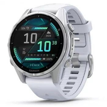 Garmin Fenix 8 3,3 cm (1,3 cala) AMOLED 43 mm Cyfrowy 416 x 416 pikseli Ekran dotykowy Srebrny Wi-Fi GPS (satelitarny)