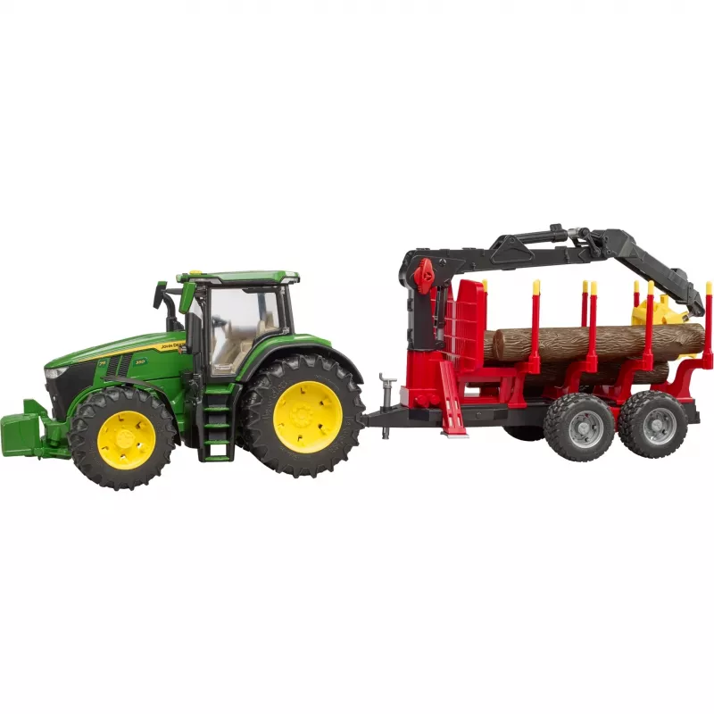 BRUDER John Deere 7R 350 z przyczepą leśną i 4 pniami