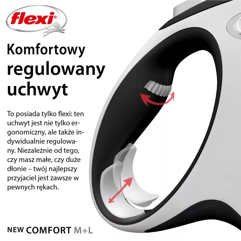 Flexi nowy COMFORT 8 m Czarny, Szary smycz automatyczna dla psa
