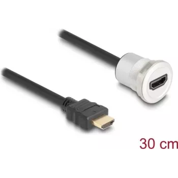 Kabel HDMI DeLOCK 88180 0,3m HDMI Typ A Męski na Żeński Czarny Srebrny