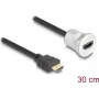 Kabel HDMI DeLOCK 88180 0,3m HDMI Typ A Męski na Żeński Czarny Srebrny