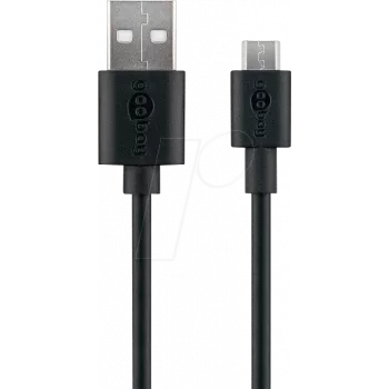 Kabel do ładowania i synchronizacji Goobay Micro USB, czarny, 2 m - do urządzeń z Androidem, czarny (38660)