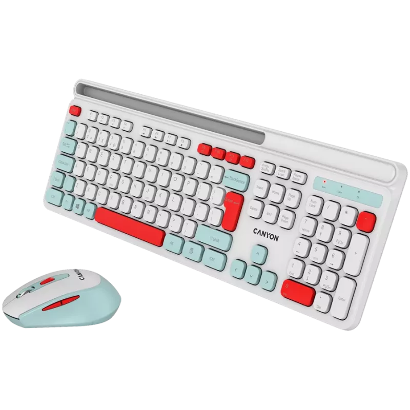CANYON HSET-W5 EN Zestaw klawiatura + mysz AAA+AA Bezprzewodowy Biały