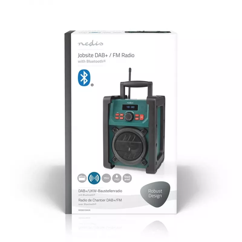 Radio Nedis RDDB3100GN 15W Bluetooth IP65 Czarny/Zielony