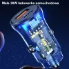 Ładowarka samochodowa usams CC164CC01 30W z 1×USB-A i 1×USB-C do szybkiego ładowania