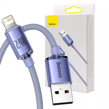 Kabel Baseus Crystal Shine USB do Lightning, 2,4A, 2m (fioletowy)
