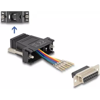 Adapter zmiany płci DELOCK 67087 — D-Sub 15 (HD) żeński na RJ12 czarny
