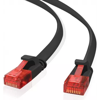 Kabel krosowy Ethernet helos Ultra płaski cienki Cat 6 5.0 m Czarny