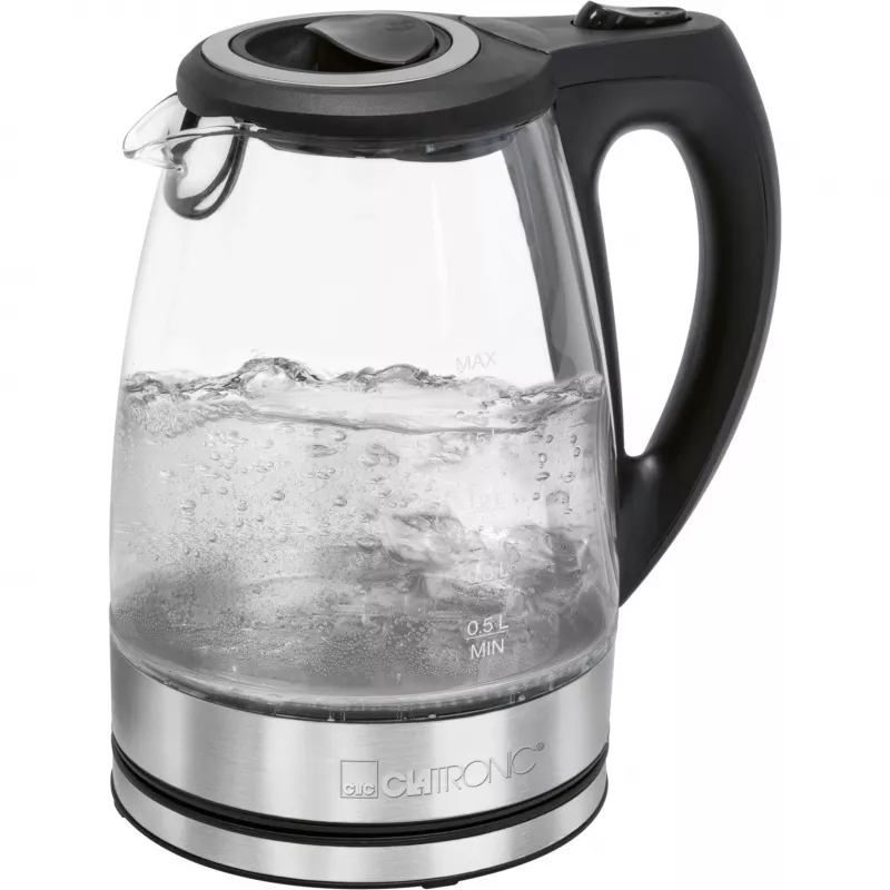 Czajnik elektryczny CLATRONIC WKS 3744 G — 1,7 L, 2200 W, stal nierdzewna/tworzywo sztuczne, wskaźnik poziomu wody