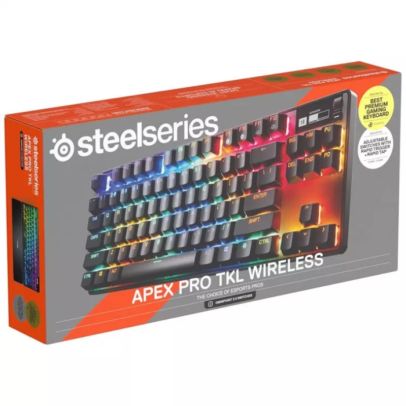 Mechaniczna klawiatura gamingowa STEELSERIES Apex Pro TKL Gen 3 Wireless RGB, tenkeyless