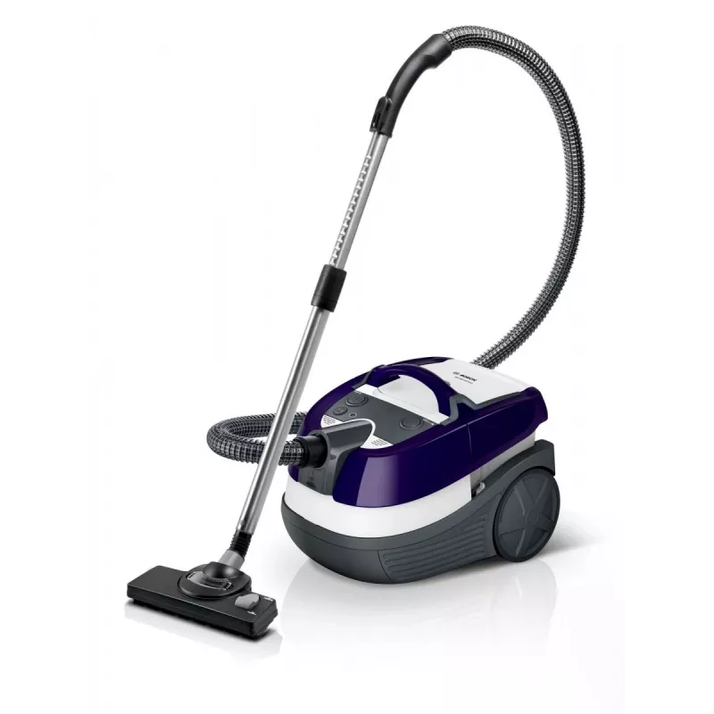Odkurzacz do czyszczenia na mokro i sucho Bosch BWD 41740 AquaWash&Clean — 1700 W, zbiornik 5 l, filtr EPA, rura teleskopowa, promień roboczy 9 m, fioletowy