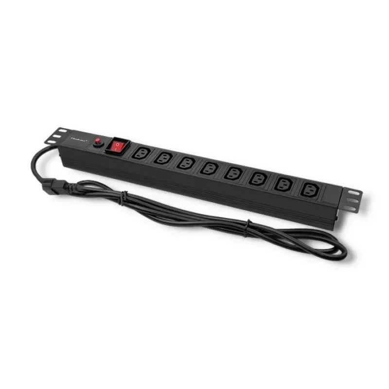Qoltec 53998 Listwa zasilająca do RACK 19 | 1U | 10A | PDU | 8xIEC C13 | 2m