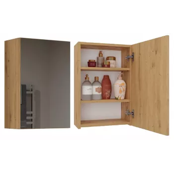 Szafka łazienkowa wisząca top e shop POLA 1DL ARTISAN — rama w kolorze dębu, 400×220×600 mm, 3 półki
