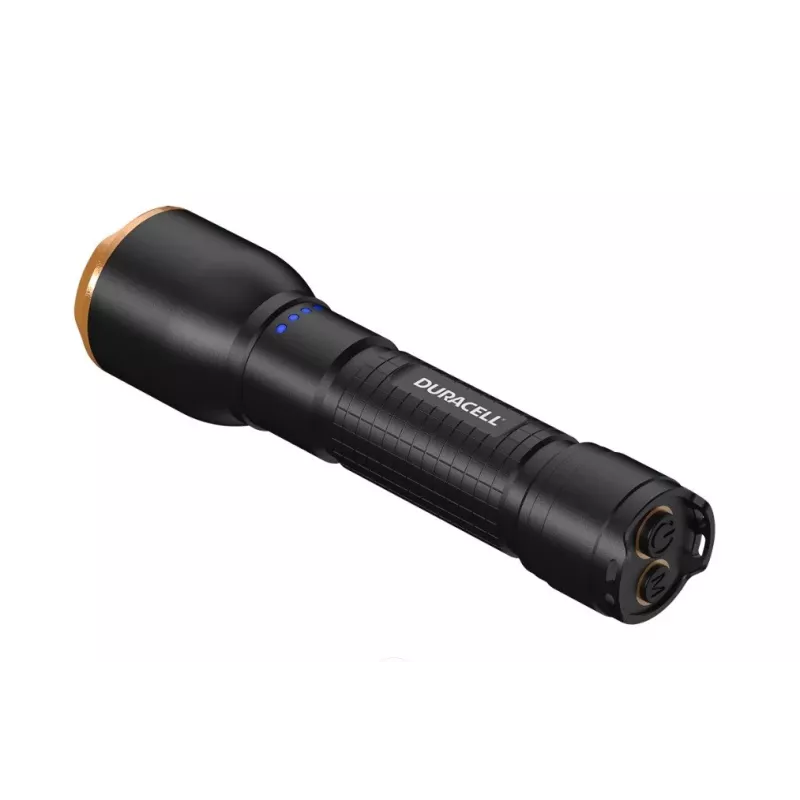 Latarka Duracell DF2500R — czarna, ręczna latarka akumulatorowa