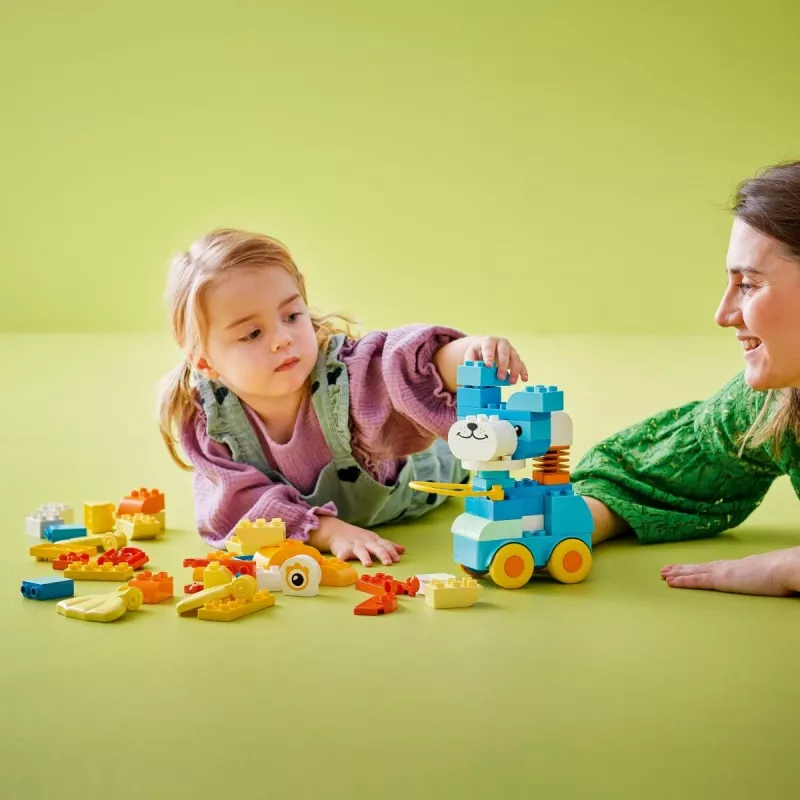 Zestaw klocków LEGO DUPLO 3w1 Zwierzęta na kółkach 10448 — Zestaw konstrukcyjno-zabawowy DUPLO, 58 elementów, od 2 lat