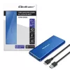 Obudowa SSD QOLTEC 51832 — zewnętrzna M.2 SATA, USB 3.0, do 2 TB, niebieska, obsługuje dyski 30 mm, 4 gniazda