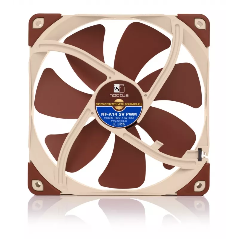 Wentylator Noctua NF-A14 140 mm PWM 5 V 1.3 W brązowy/beżowy, 1500 obr./min, 140.2 m³/h, 24.6 dB