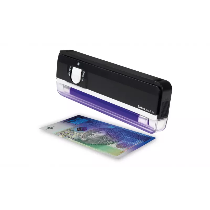 Safescan 40H Przenośny Wykrywacz Fałszywych Pieniędzy Sprawdzający Banknoty, Karty Kredytowe i Dowody Osobiste - UV Sprawdzacz Pieniędzy do Nowych Banknotów - Wykrywacz Fałszywych Banknotów