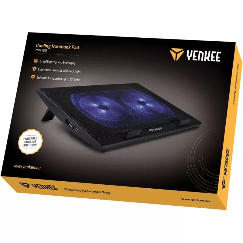 Podkładka chłodząca pod laptop YENKEE YSN 120 43.2 cm Czarny Niebieski