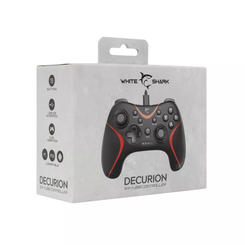 Przewodowy kontroler do gier USB White Shark GP-2038 3w1 (DECURION) - biały