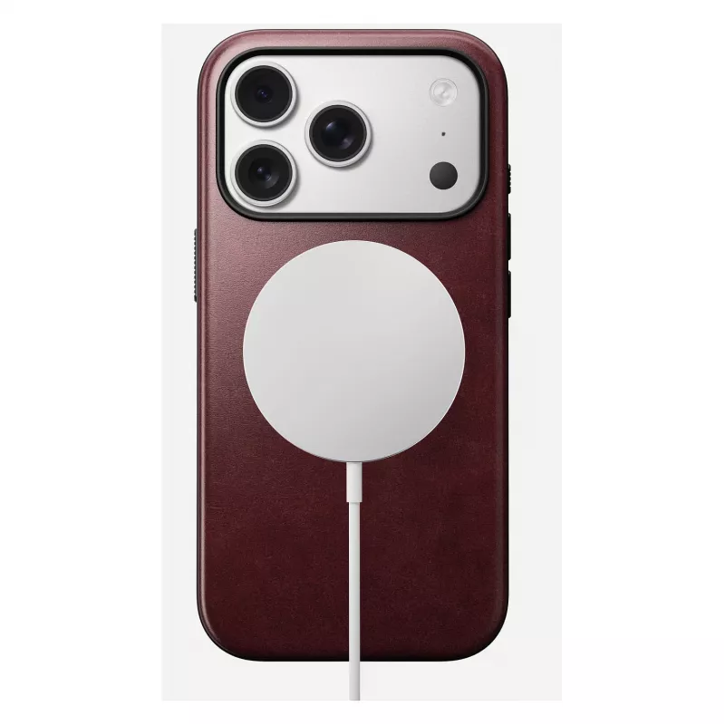 Etui na telefon Nomad Modern Leather Case do iPhone 17 Pro, skóra + TPU + PC, pasuje do ekranu 16 cm (6,3 cala), Bordeaux