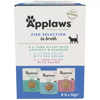 Mokra karma dla kota Applaws Multipak rybny wybór w bulionie 12 x 70 g, dorosły, 83% wilgotności, saszetki