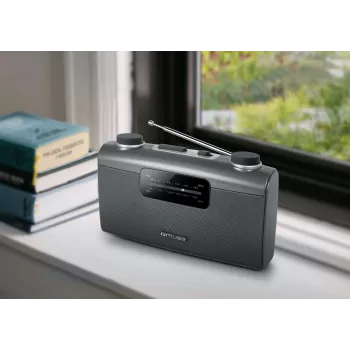Radio przenośne Muse M-058 R — AM/FM, obrotowa regulacja głośności, zasilanie bateryjne lub sieciowe (230V, 50Hz), czarno-szare