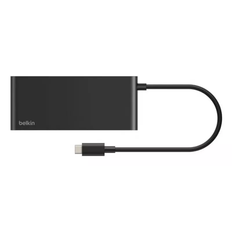 Belkin Connect, USB Type-C, HDMI, USB 2.0 Type-A, USB 3.2 Gen 1 (3.1 Gen 1) Type-C, MicroSD (TransFlash), SD, Czarny, Kabel okrągły, 0,2 m