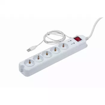 Listwa przeciwprzepięciowa Gembird PCW-MS-2G biała 5 gniazd AC 250 V 1,8 m