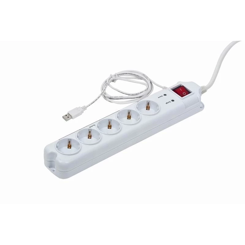 Listwa przeciwprzepięciowa Gembird PCW-MS-2G biała 5 gniazd AC 250 V 1,8 m