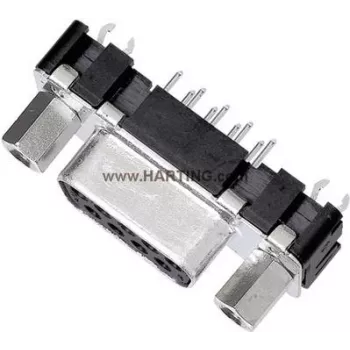 Złącze D-Sub Harting 09 66 251 6512, 15-stykowe do lutowania, orientacja 180°