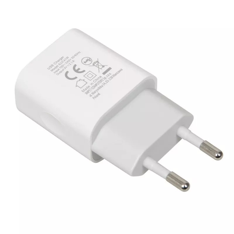 Ładowarka sieciowa iBOX C-41 USB 2A, 1 port USB, kabel microUSB, biała