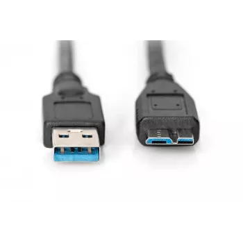 Kabel ASSMANN SuperSpeed USB 3.0, wtyk USB A – wtyk micro USB B, Cu AWG 28, podwójnie ekranowany, dł. 1,0 m (AK-300116-010-S)