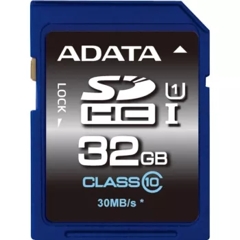 ADATA Premier SDHC UHS-I U1 Class10 32GB, 32 GB, SDHC, Klasa 10, 30 MB/s, 10 MB/s, Czarny, Niebieski