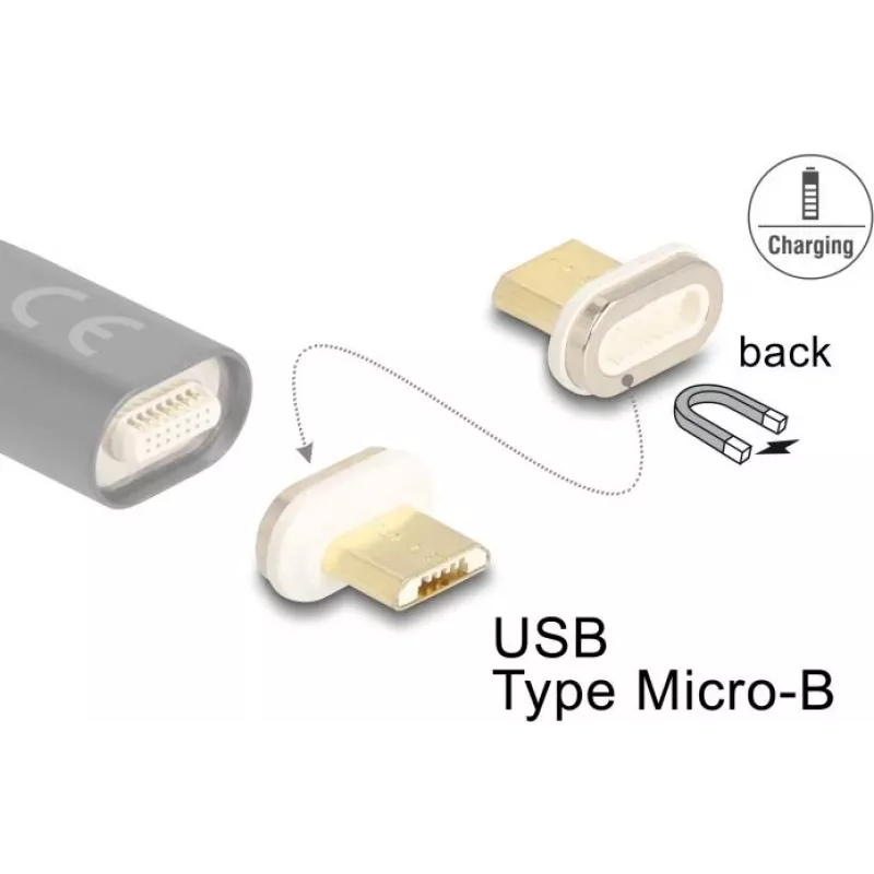 Adapter złącza DeLOCK 66575 magnetyczny USB Micro-B złoty biały