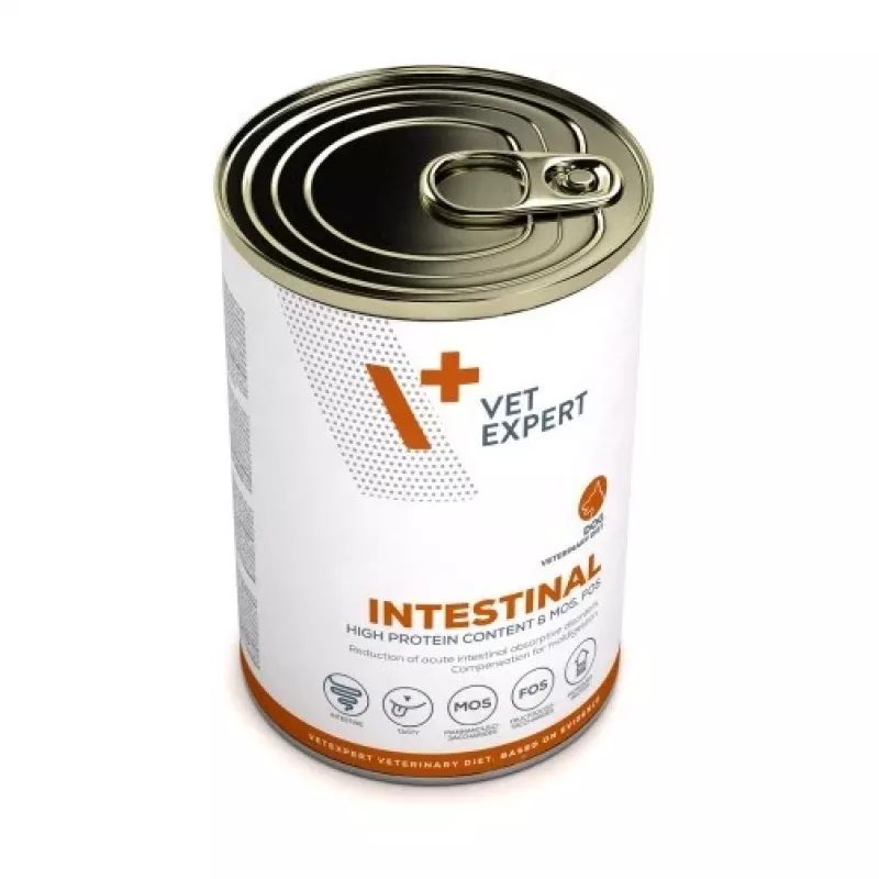 Mokra karma dla psów VETEXPERT Veterinary Diet Intestinal 400 g, drób, bezzbożowa, na rekonwalescencję po operacji układu pokarmowego