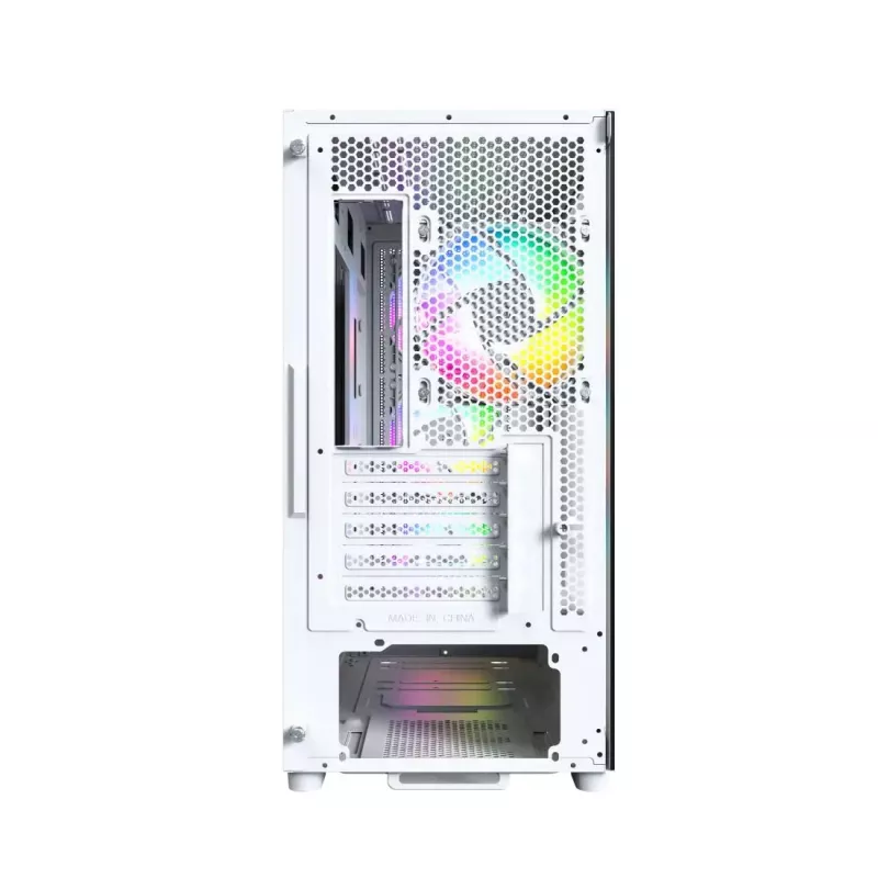 Obudowa PC Montech X5M (W) Micro Tower, biała — Micro-ATX/Mini-ITX, obsługa zasilacza ATX, 3x120 mm przód, 1x120 mm tył, 2 zatoki 3,5 cala, 4 zatoki 2,5 cala