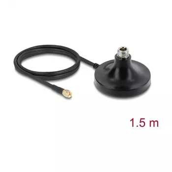 Antena magnetyczna podstawa DELOCK ULA100 — 1 x gniazdo N do 1 x wtyk SMA, kabel 1,5 m, zewnętrzna, czarna