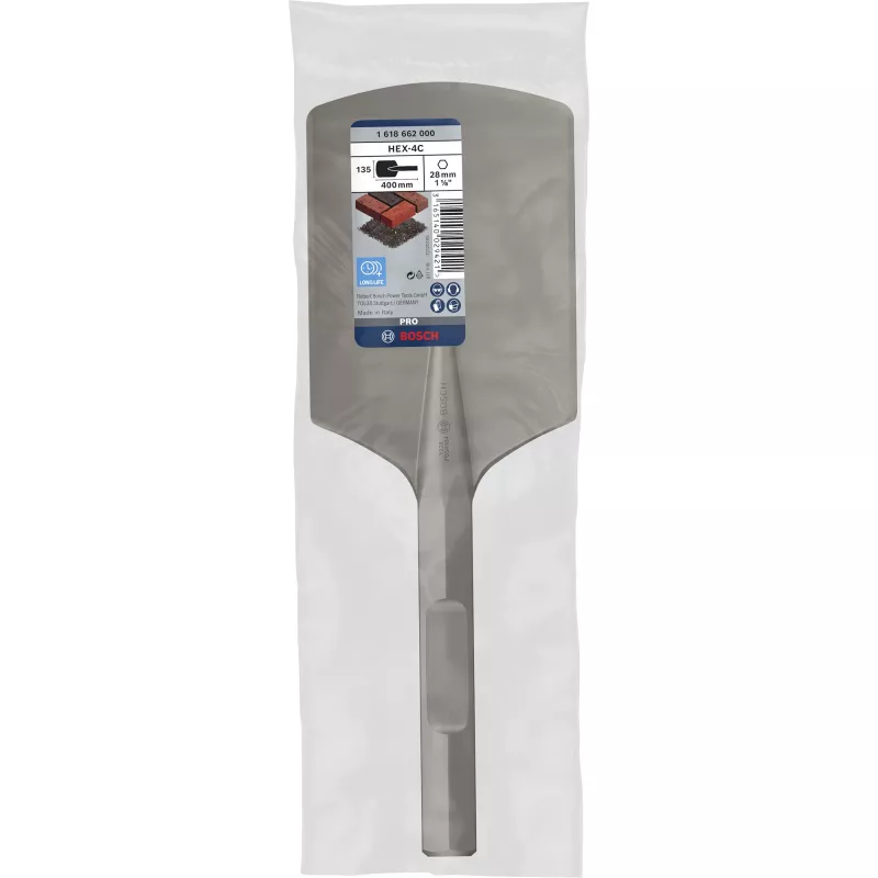 Bosch 1 618 662 000 dłuto płaskie z chwytem sześciokątnym, 135 x 400 mm